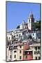 The Church of St. Lawrence Sits Above Colourful Buildings at Porto Venere-Mark Sunderland-Mounted Photographic Print