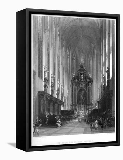 The Church of St Paul, Antwerp, 19th Century-E Challis-Framed Stretched Canvas