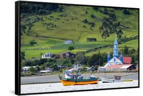 The Church of Tenaun (Church of Our Lady of Patrocinio), Chiloe island, Northern Patagonia, Chile, -Alex Robinson-Framed Stretched Canvas