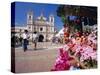 The Church of Virgin De Los Dolores and Flower Stall, Tegucigalpa, Honduras, Central America-Robert Francis-Stretched Canvas