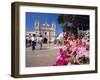 The Church of Virgin De Los Dolores and Flower Stall, Tegucigalpa, Honduras, Central America-Robert Francis-Framed Photographic Print