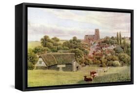 The Church on the Hill, Kersey, Suffolk-Alfred Robert Quinton-Framed Stretched Canvas
