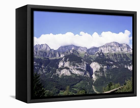 The Churfirsten Range, Near Wallenstadt and Wallensee, Swiss Alps, Switzerland-Walter Rawlings-Framed Stretched Canvas