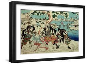 The 'Chushingura' (The Story of the Forty Seven Ronin - Masterless Samurai); a Scene from Act II…-Kuniyoshi Utagawa-Framed Giclee Print