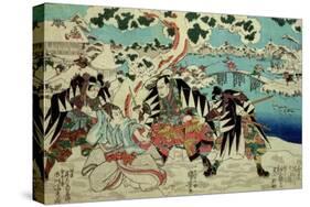 The 'Chushingura' (The Story of the Forty Seven Ronin - Masterless Samurai); a Scene from Act II…-Kuniyoshi Utagawa-Stretched Canvas