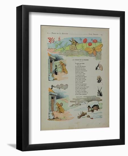 The Cicada and the Ant, from the 'Fables' by Jean de la Fontaine-Benjamin Rabier-Framed Premium Giclee Print