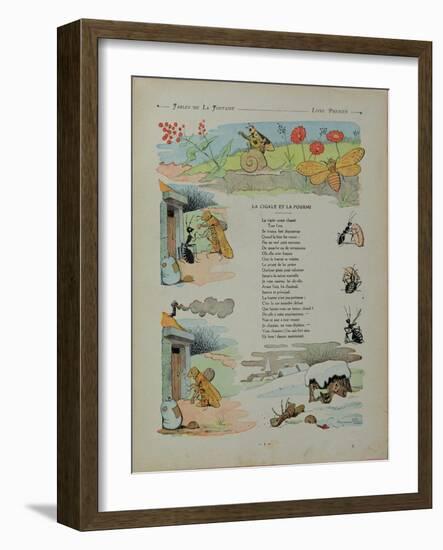 The Cicada and the Ant, from the 'Fables' by Jean de la Fontaine-Benjamin Rabier-Framed Giclee Print