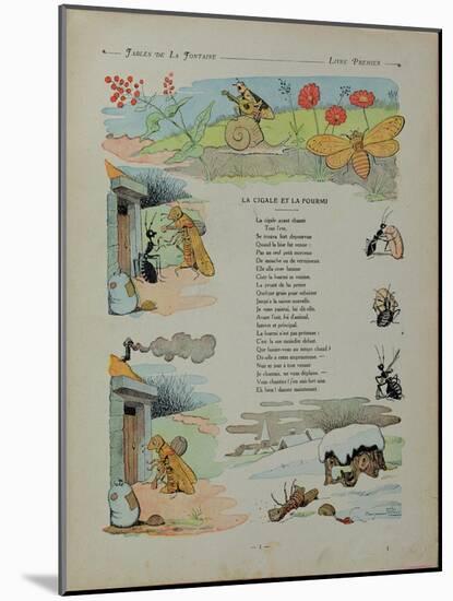 The Cicada and the Ant, from the 'Fables' by Jean de la Fontaine-Benjamin Rabier-Mounted Giclee Print