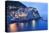 The Cinque Terre Village of Manarola at Dusk-Mark Sunderland-Stretched Canvas