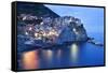 The Cinque Terre Village of Manarola at Dusk-Mark Sunderland-Framed Stretched Canvas