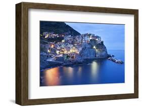 The Cinque Terre Village of Manarola at Dusk-Mark Sunderland-Framed Photographic Print