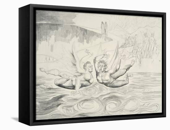 The Circle of the Corrupt Officials: the Devils Mauling Each Other-William Blake-Framed Stretched Canvas