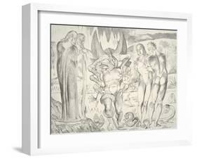 The Circle of the Thieves: Agnolo Brunelleschi Attacked by a Six-Footed Serpent-William Blake-Framed Giclee Print