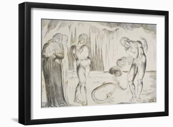 The Circle of the Thieves: Buoso Donati Attacked by the Serpent-William Blake-Framed Giclee Print