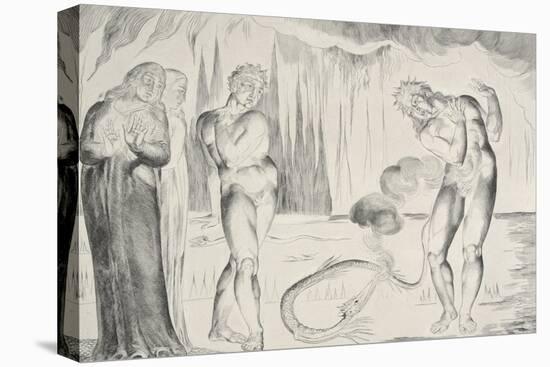 The Circle of Thieves: Buoso Donati Attacked by the Serpent-William Blake-Stretched Canvas
