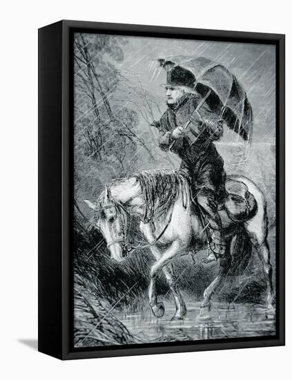 The Circuit Rider, Illustration from 'Harper's Weekly', 12th October 1867-Alfred Rudolf Waud-Framed Stretched Canvas