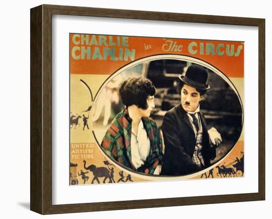 THE CIRCUS, Merna Kennedy, Charlie Chaplin, poster art,  1928-null-Framed Art Print