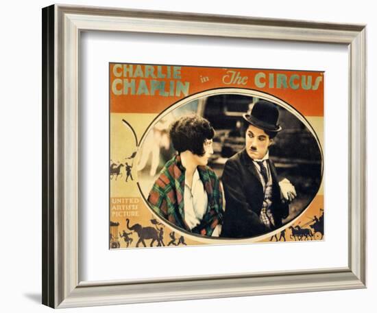 THE CIRCUS, Merna Kennedy, Charlie Chaplin, poster art,  1928-null-Framed Art Print