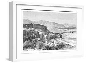 The Citadel of Attock and a Bridge of Boats over the Indus, Pakistan, 1895-null-Framed Giclee Print