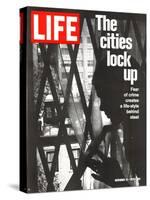 The Cities Lock Up, Woman at Gated Window, November 19, 1971-John Loengard-Stretched Canvas