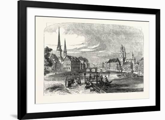 The City and Lake of Zurich, Switzerland-null-Framed Giclee Print