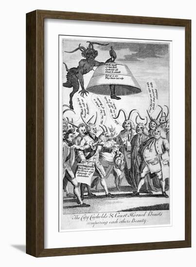 The City Cuckolds and Court Horned Beasts Comparing Each Other's Beauty, 1770-null-Framed Giclee Print