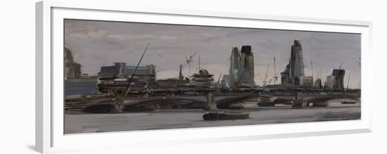 The City from Waterloo Bridge, Stormy Skies, February-Tom Hughes-Framed Giclee Print