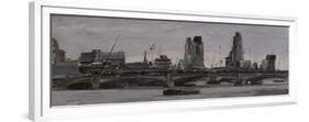 The City from Waterloo Bridge, Stormy Skies, February-Tom Hughes-Framed Giclee Print