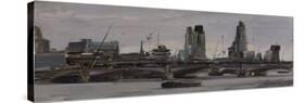 The City from Waterloo Bridge, Stormy Skies, February-Tom Hughes-Stretched Canvas