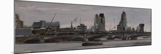 The City from Waterloo Bridge, Stormy Skies, February-Tom Hughes-Mounted Giclee Print