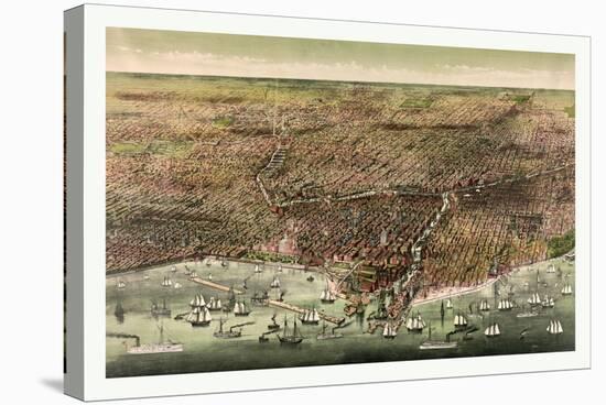 The City of Chicago, Circa 1892, USA, America-Currier & Ives-Stretched Canvas