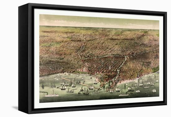 The City of Chicago, Circa 1892, USA, America-Currier & Ives-Framed Stretched Canvas