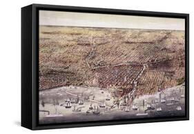 The City of Chicago-Currier & Ives-Framed Stretched Canvas