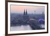 The City of Cologne and River Rhine at Dusk, North Rhine-Westphalia, Germany, Europe-Julian Elliott-Framed Photographic Print