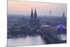 The City of Cologne and River Rhine at Dusk, North Rhine-Westphalia, Germany, Europe-Julian Elliott-Mounted Photographic Print