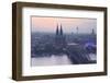 The City of Cologne and River Rhine at Dusk, North Rhine-Westphalia, Germany, Europe-Julian Elliott-Framed Photographic Print