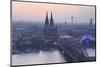 The City of Cologne and River Rhine at Dusk, North Rhine-Westphalia, Germany, Europe-Julian Elliott-Mounted Photographic Print