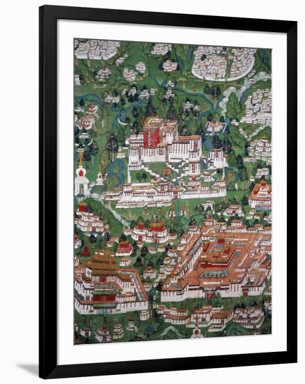 The City of Lhasa and the Potala, Colored, 18th Century, Tibet-null-Framed Giclee Print