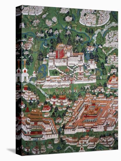 The City of Lhasa and the Potala, Colored, 18th Century, Tibet-null-Stretched Canvas