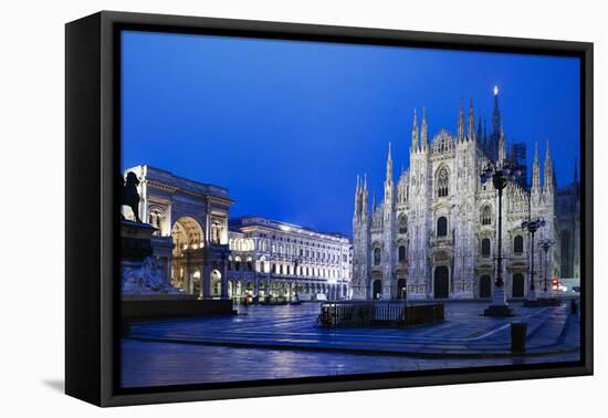 The City of Milan, the Huge Duomo Cathedral and the Centre of the City-David Churchill-Framed Stretched Canvas