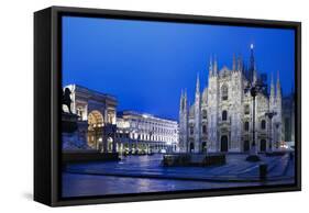 The City of Milan, the Huge Duomo Cathedral and the Centre of the City-David Churchill-Framed Stretched Canvas