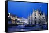 The City of Milan, the Huge Duomo Cathedral and the Centre of the City-David Churchill-Framed Stretched Canvas