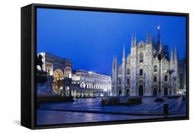 The City of Milan, the Huge Duomo Cathedral and the Centre of the City-David Churchill-Framed Stretched Canvas