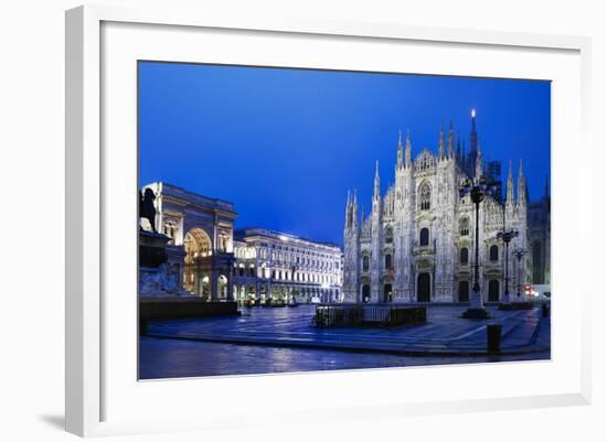 The City of Milan, the Huge Duomo Cathedral and the Centre of the City-David Churchill-Framed Photographic Print