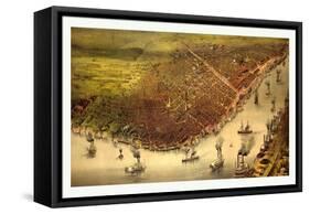 The City of New Orleans-Currier & Ives-Framed Stretched Canvas