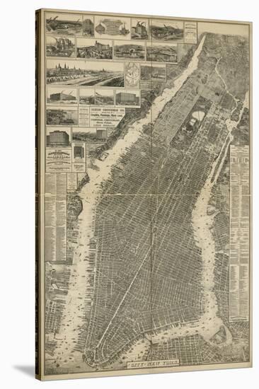 The City of New York Map, 1879-null-Stretched Canvas