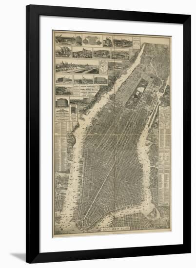 The City of New York Map, 1879-null-Framed Giclee Print