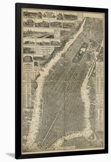 The City of New York Map, 1879-null-Framed Giclee Print