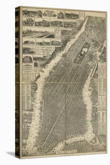 The City of New York Map, 1879-null-Stretched Canvas