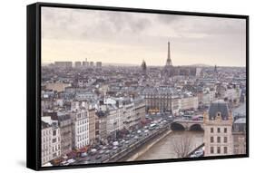 The City of Paris as Seen from Notre Dame Cathedral, Paris, France, Europe-Julian Elliott-Framed Stretched Canvas